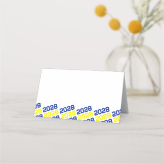Blue & Yellow Grad Class Year Folding Food or Place Card