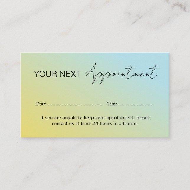 Blue Yellow Gradient Appointment Card (Front)