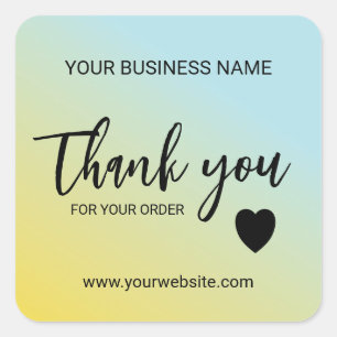Blue Yellow Gradient Business Thank You Square Sticker