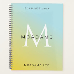 Blue Yellow Gradient  Personalized Business  Planner