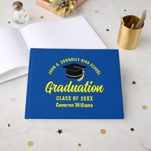 Blue Yellow Graduate Custom 2026 Graduation Party Guest Book