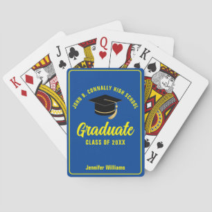Blue Yellow Graduate Custom Graduation Party Playing Cards