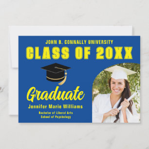Blue Yellow Graduate Photo 2025 Graduation Party Invitation