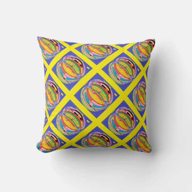 Blue Yellow Graphics Cushion (Front)