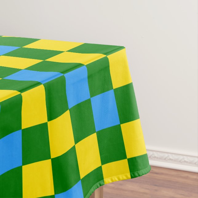 Blue Yellow Green Chequered Pattern Design  Tablecloth (In Situ)