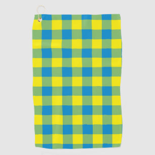 Blue Yellow Green Plaid Chequered Pattern Golf Towel