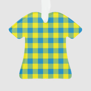 Blue Yellow Green Plaid Chequered Pattern Ornament