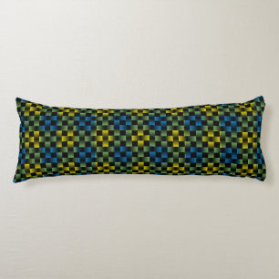 Blue Yellow Green Plaid Chequered Weave Pattern Body Cushion