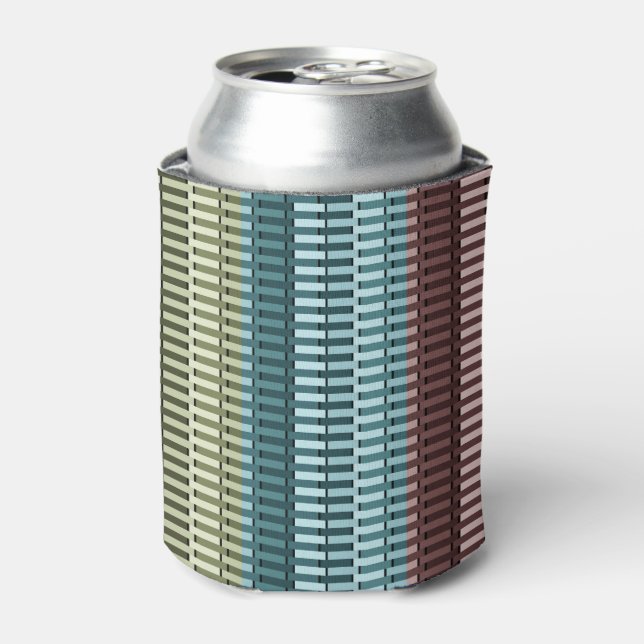 Blue Yellow Green Red Stylish Modern Chic Pattern Can Cooler (Can Front)
