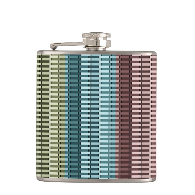 Blue Yellow Green Red Stylish Modern Chic Pattern Hip Flask (Front)
