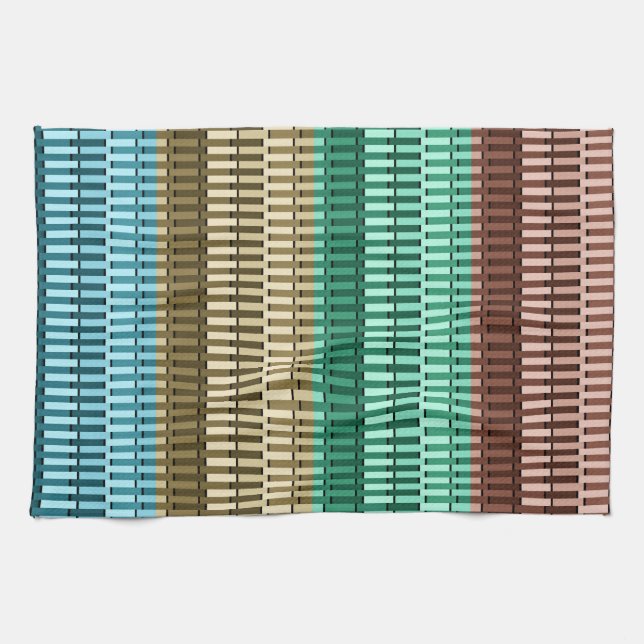Blue Yellow Green Red Stylish Modern Chic Pattern Tea Towel (Horizontal)