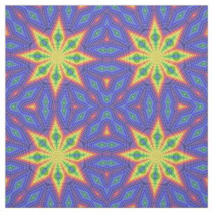 Blue Yellow Green Star Geometric Print Pattern Fabric