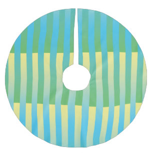 Blue Yellow Green Striped Pattern  Brushed Polyester Tree Skirt