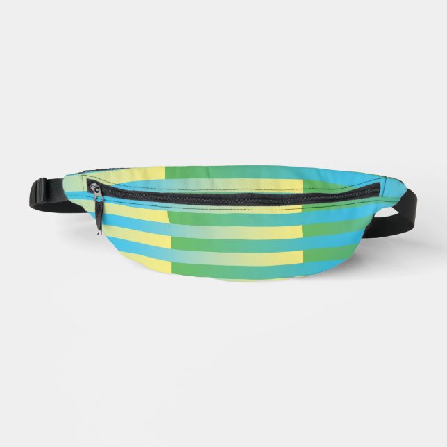 Blue Yellow Green Striped Pattern  Bum Bags (Front)