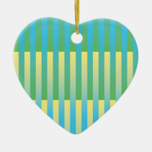 Blue Yellow Green Striped Pattern  Ceramic Tree Decoration
