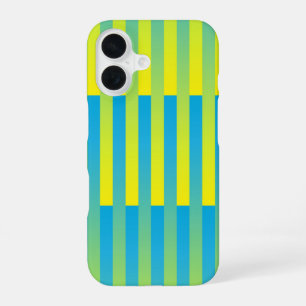 Blue Yellow Green Striped Pattern iPhone 16 Case