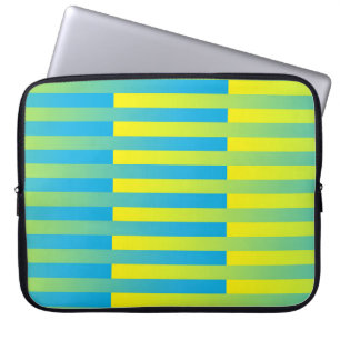 Blue Yellow Green Striped Pattern Laptop Sleeve