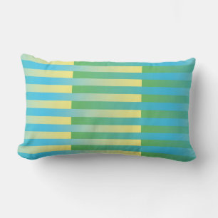 Blue Yellow Green Striped Pattern Lumbar Cushion