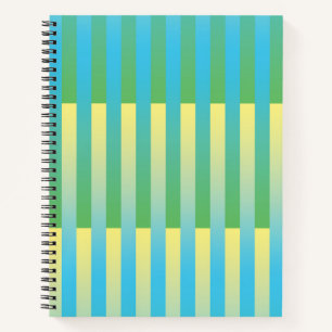 Blue Yellow Green Striped Pattern Notebook
