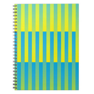 Blue Yellow Green Striped Pattern Notebook