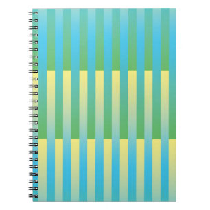 Blue Yellow Green Striped Pattern Notebook