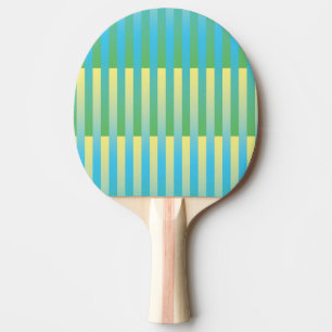 Blue Yellow Green Striped Pattern Ping Pong Paddle