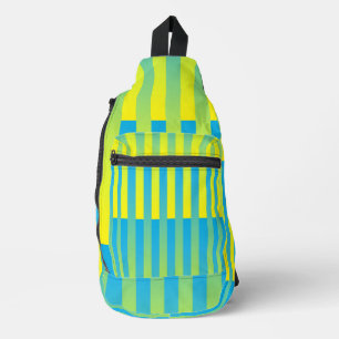 Blue Yellow Green Striped Pattern Sling Bag