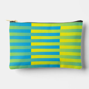 Blue Yellow Green Striped Pattern Small Accessory Pouch