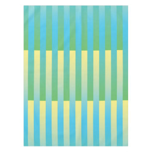Blue Yellow Green Striped Pattern  Tablecloth