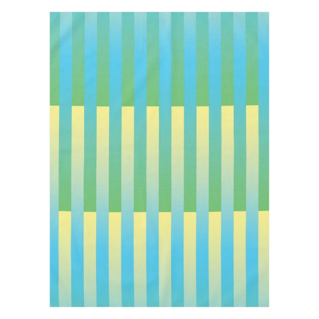 Blue Yellow Green Striped Pattern  Tablecloth (Front)
