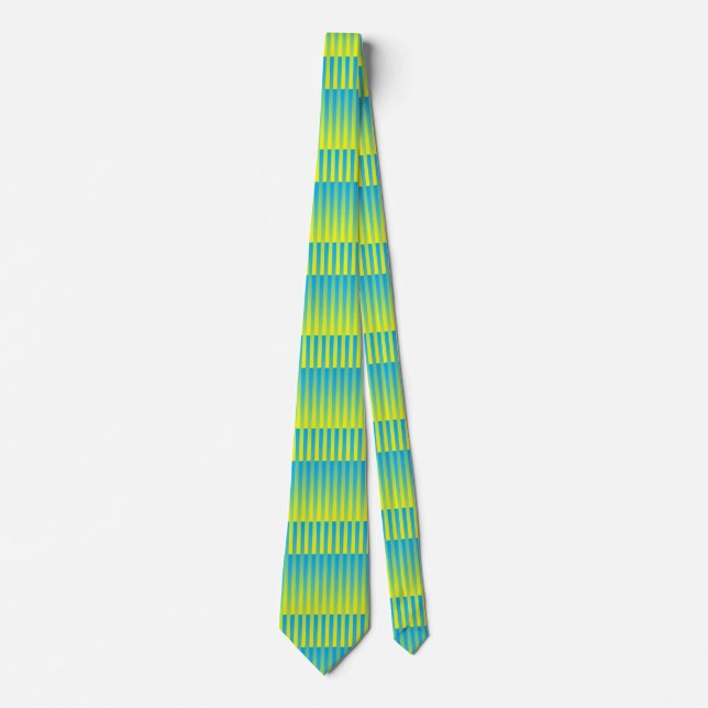 Blue Yellow Green Striped Pattern Tie (Front)