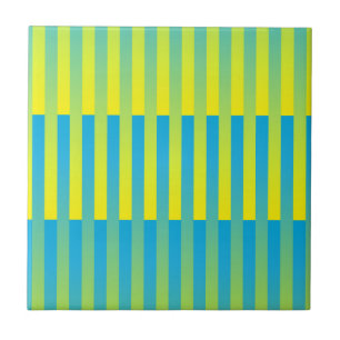 Blue Yellow Green Striped Pattern Tile