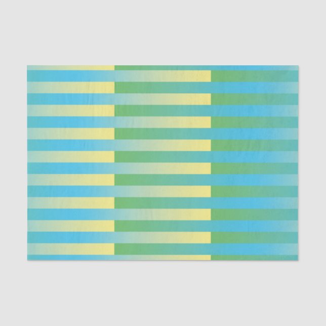 Blue Yellow Green Striped Pattern Tissue Paper (Front)