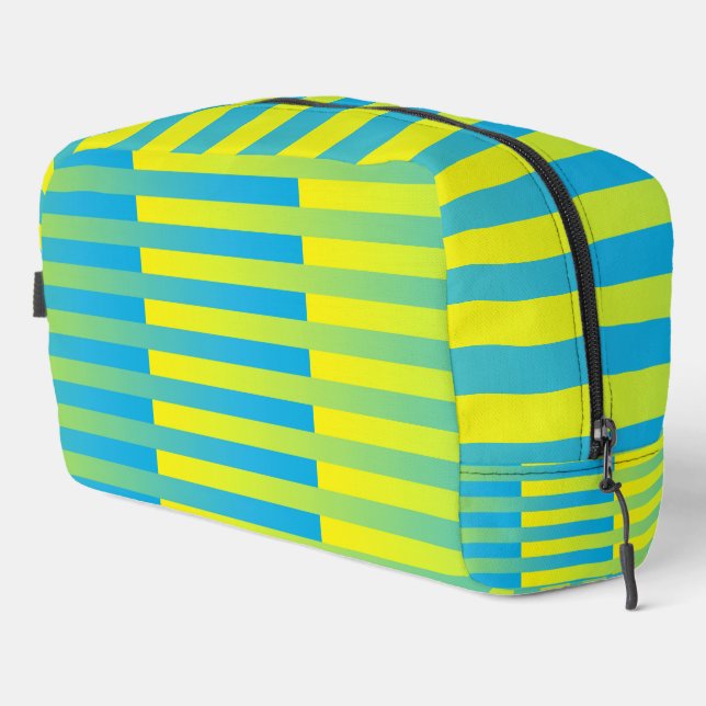 Blue Yellow Green Striped Pattern Toiletry Bag (Right Corner)