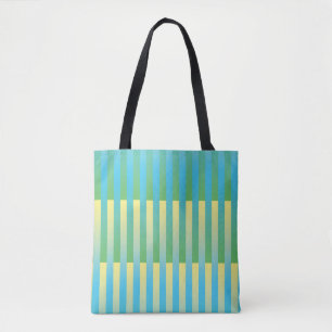 Blue Yellow Green Striped Pattern Tote Bag