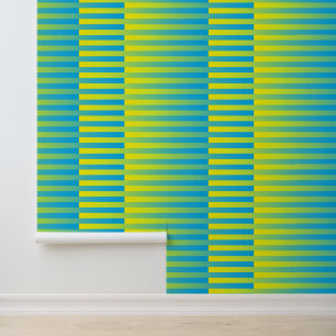 Blue Yellow Green Striped Pattern Wallpaper