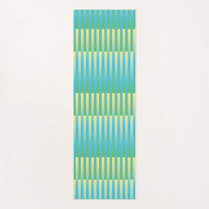 Blue Yellow Green Striped Pattern Yoga Mat