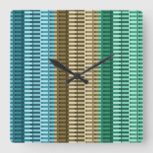 Blue Yellow Green Stylish Modern Abstract Pattern Square Wall Clock