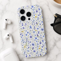 Blue Yellow Green Watercolor Wildflower Pattern