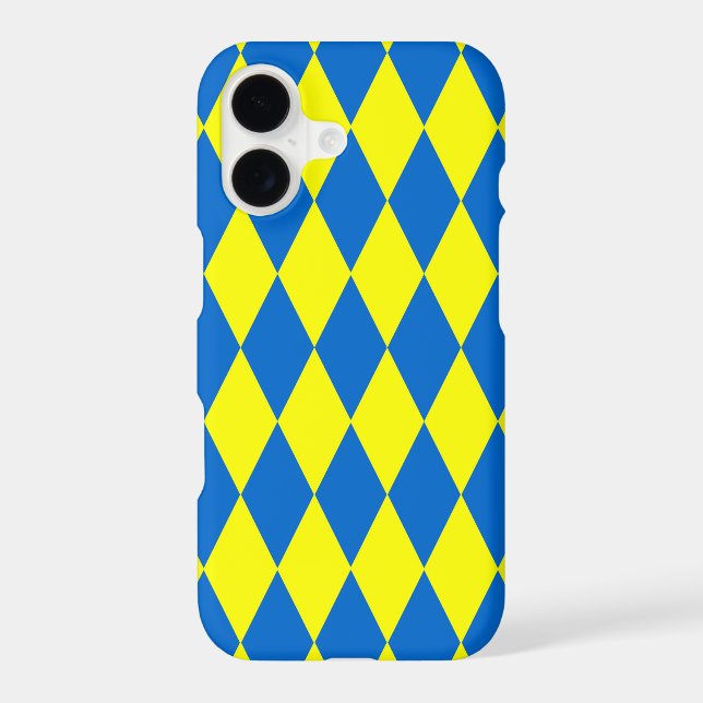 Blue Yellow Harlequin Checkered Design  (Back)