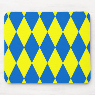 Blue Yellow Harlequin Checkered Design  Mouse Pad