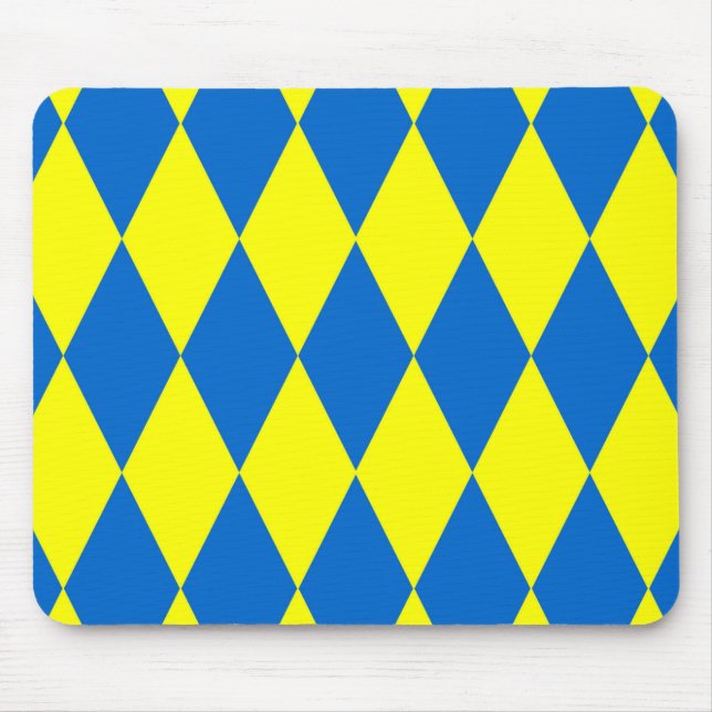 Blue Yellow Harlequin Checkered Design  Mouse Pad (Front)