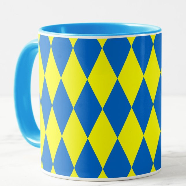 Blue Yellow Harlequin Checkered Design  Mug (Creator Uploaded)