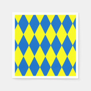 Blue Yellow Harlequin Checkered Design Napkin