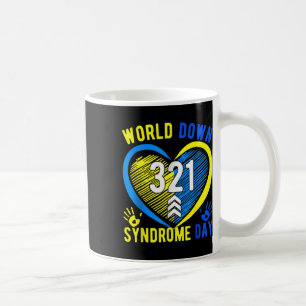 Blue Yellow Heart 21 World Down Syndrome Awareness Coffee Mug
