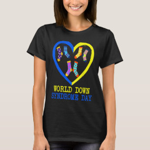 Blue Yellow Heart 21 World Down Syndrome Awareness T-Shirt