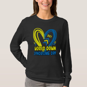Blue Yellow Heart 21 World Down Syndrome Awareness T-Shirt