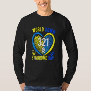 Blue Yellow Heart 21 World Down Syndrome Awareness T-Shirt