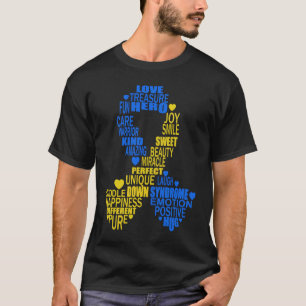 Blue Yellow Heart 21 World Down Syndrome Awareness T-Shirt