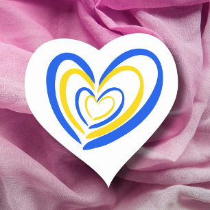 Blue Yellow Heart Love and Peace Ukraine Inspired Sticker